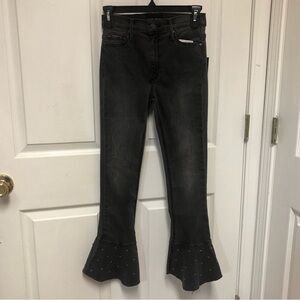 BLACK ORCHID Stella Cropped Ruffle Fray Black Denim Jeans